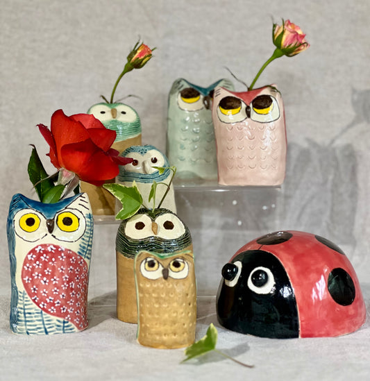 owl bud vases
