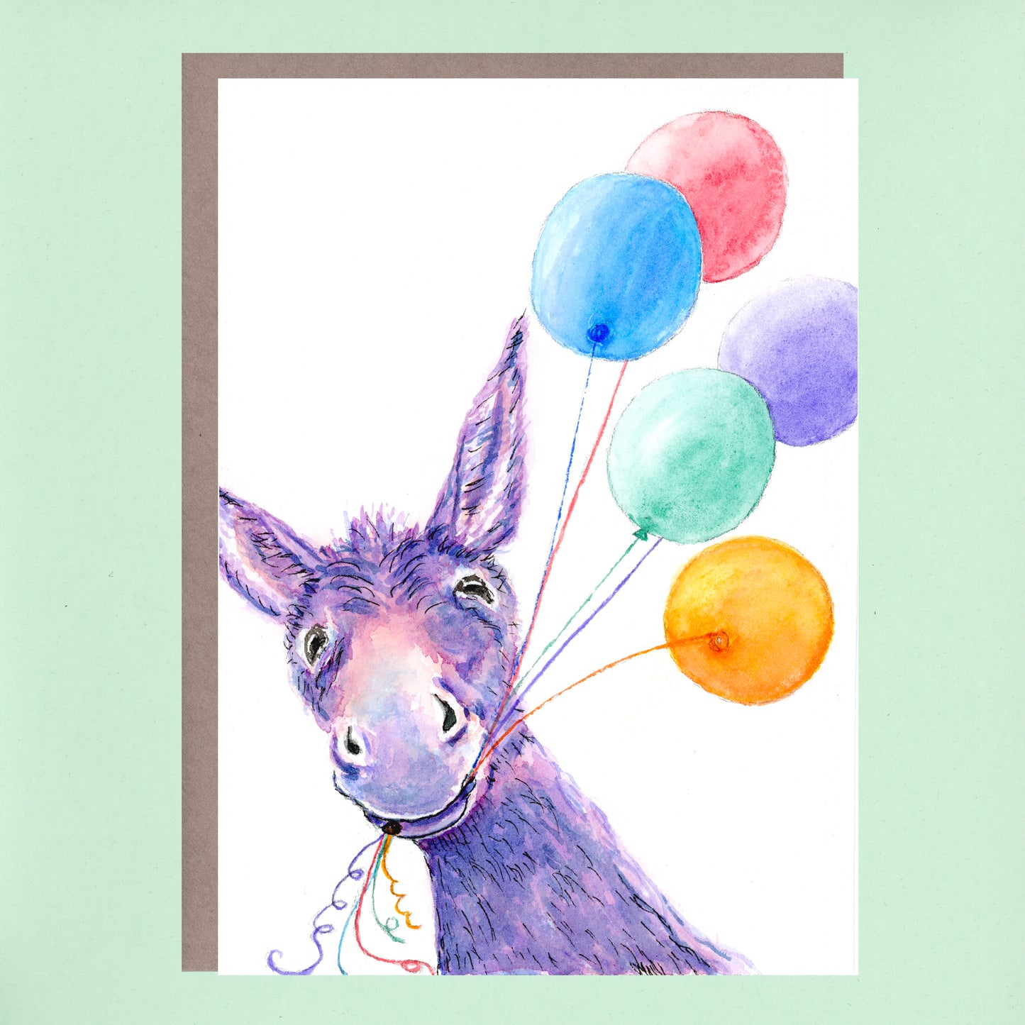 purple donkey with balloons