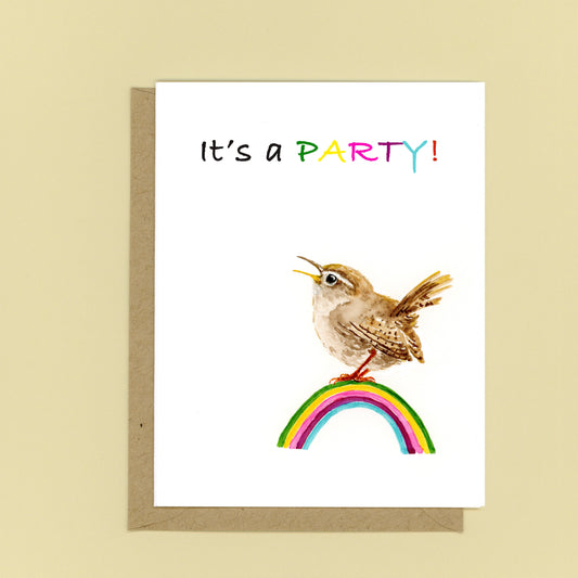 party bird on rainbow